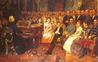 Liszt spielt vor Kaiser Franz Joseph und Kaiserin Elisabeth in der Redoute von Buda (1867)