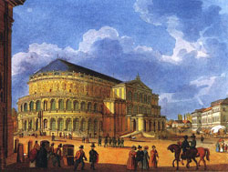 Erstes Opernhaus Sempers in Dresden um 1850