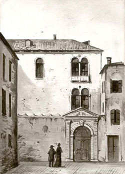 Palazzo Vendramin von der Landseite mit Richard Wagner und Cosima (1882)
