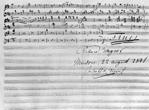 Der fliegende Holländer. Schluss der Orchesterskizze. Meudon, 22. August 1841